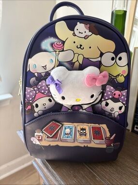 Hello Kitty Purple Backpack with Plush Hello Kitty Accent